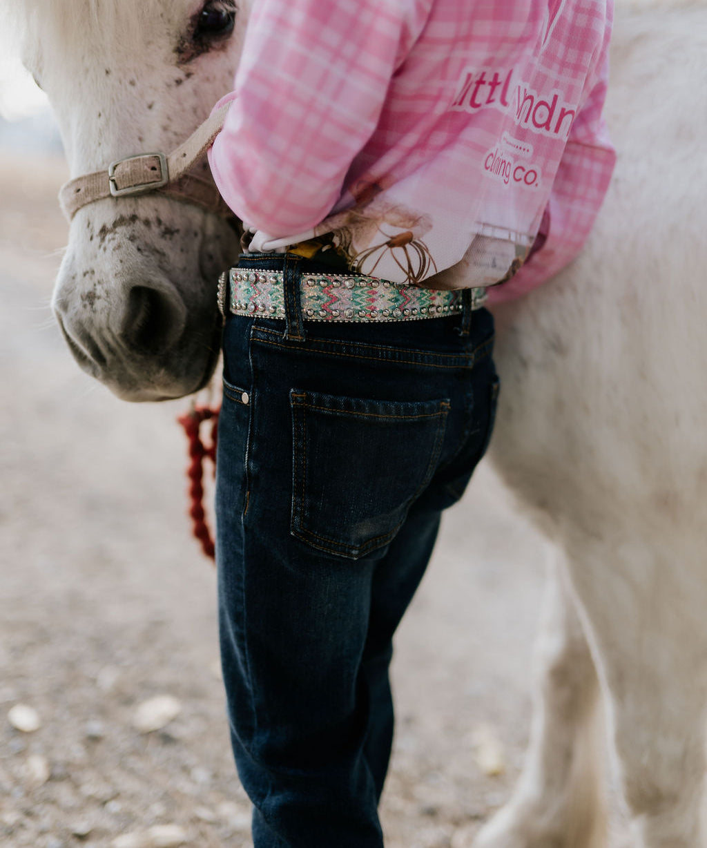 Little Windmill unisex bootcut jeans back view showing relaxed fit and quality denim
