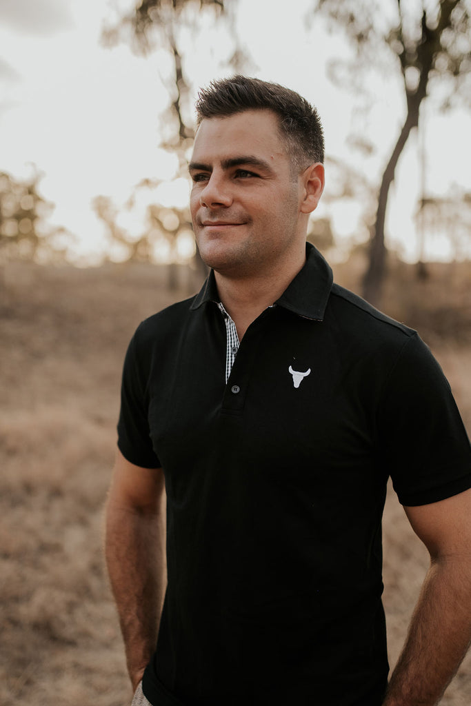 "Storm Sir" Black and White Contrast Men's Polo-Little Windmill Clothing Co
