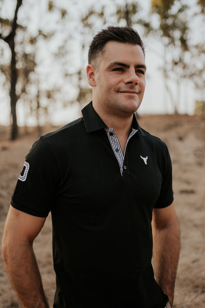 "Storm Sir" Black and White Contrast Men's Polo-Little Windmill Clothing Co