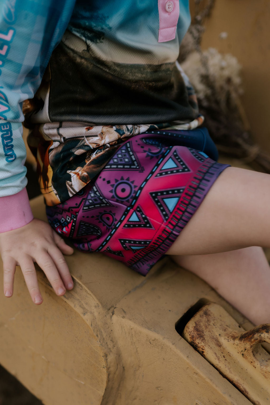 Aztec Navy Footy Shorts-Little Windmill Clothing Co