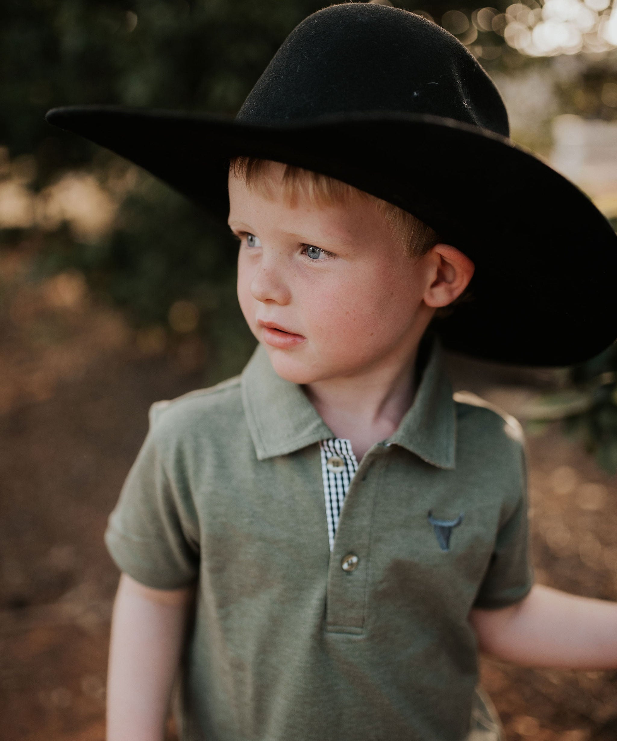Keith khaki green boy's polo front view showing classic polo style in relaxed khaki green for boys