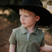 Keith khaki green boy's polo front view showing classic polo style in relaxed khaki green for boys