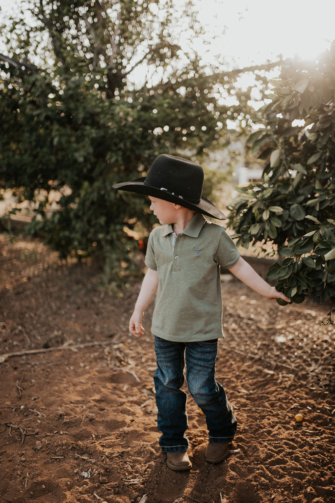 "Keith" Khaki Green Boy's Polo-Little Windmill Clothing Co