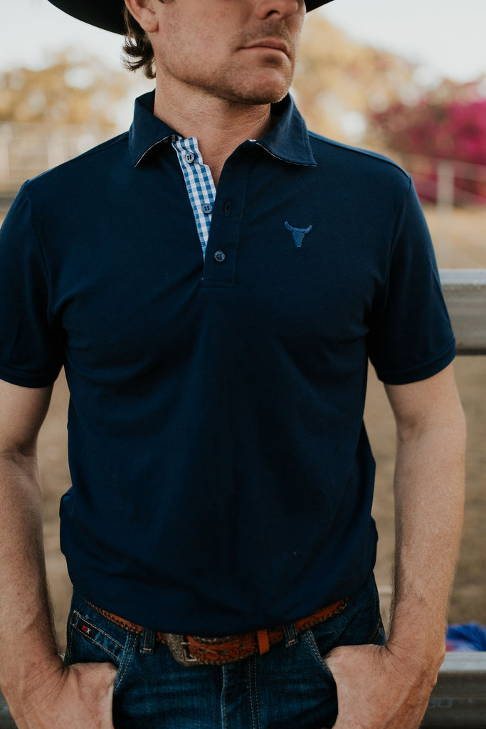 "Mark" Navy Contrast Men's Polo-Little Windmill Clothing Co