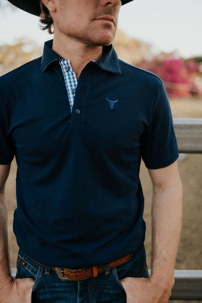 "Mark" Navy Contrast Men's Polo-Little Windmill Clothing Co