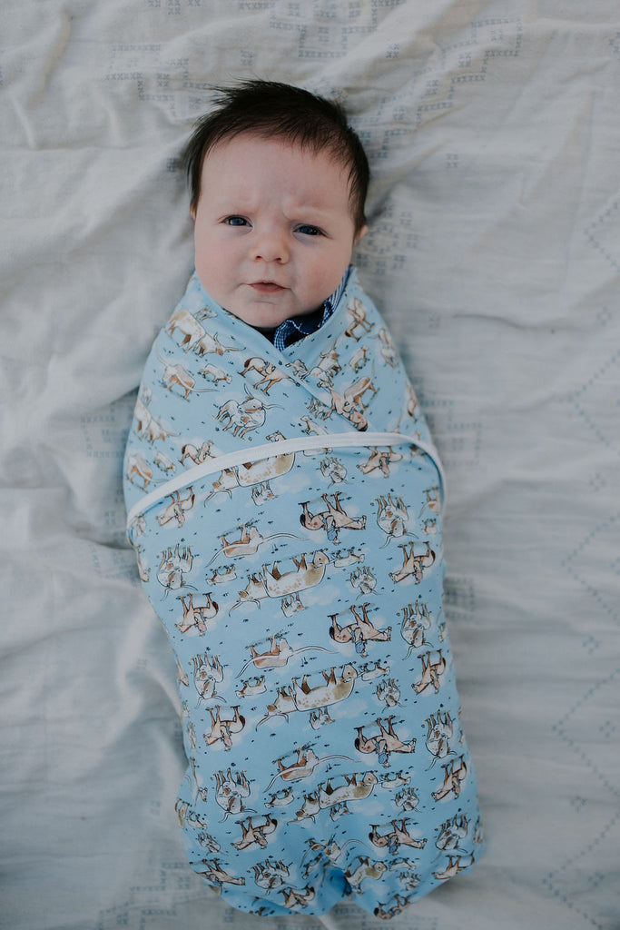 Long Horn Cowboy NEW FEEL Jersey Cotton Swaddle-Little Windmill Clothing Co