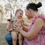 "Faith" Floral Scollop Short Sleeve Romper-Little Windmill Clothing Co