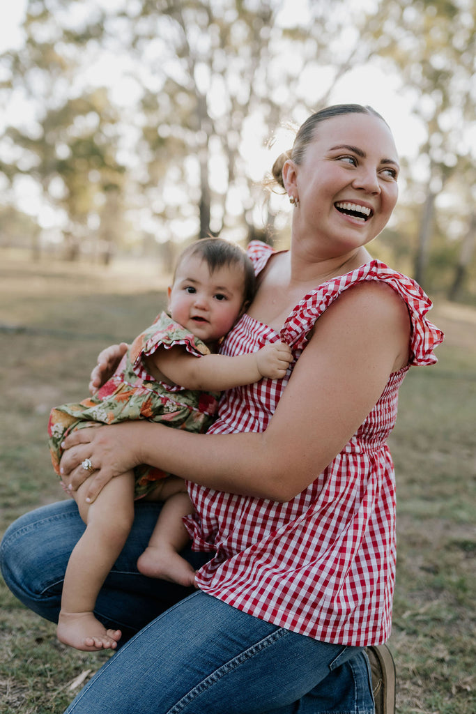 "Faith" Floral Scollop Short Sleeve Romper-Little Windmill Clothing Co