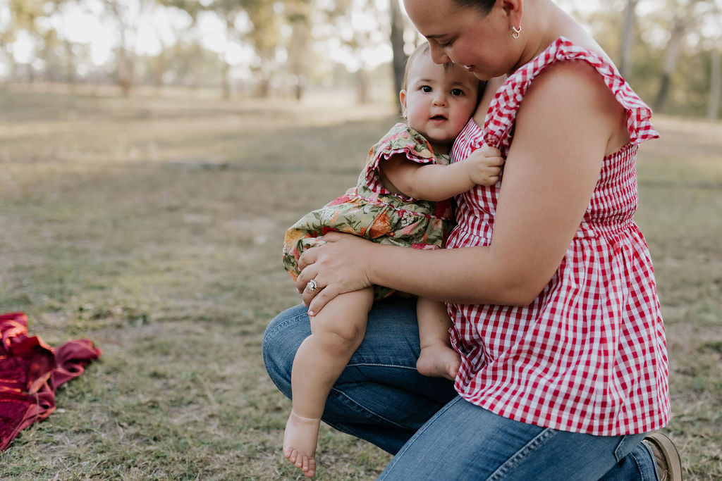 "Darla" Deep Red Gingham Women's Shirt-Little Windmill Clothing Co