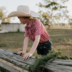 "Albie" Deep Red Short Sleeve Shirt-Little Windmill Clothing Co