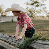 "Albie" Deep Red Short Sleeve Shirt-Little Windmill Clothing Co