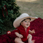 Nicco Baby deep red polo romper front view showing adorable deep red polo romper for baby