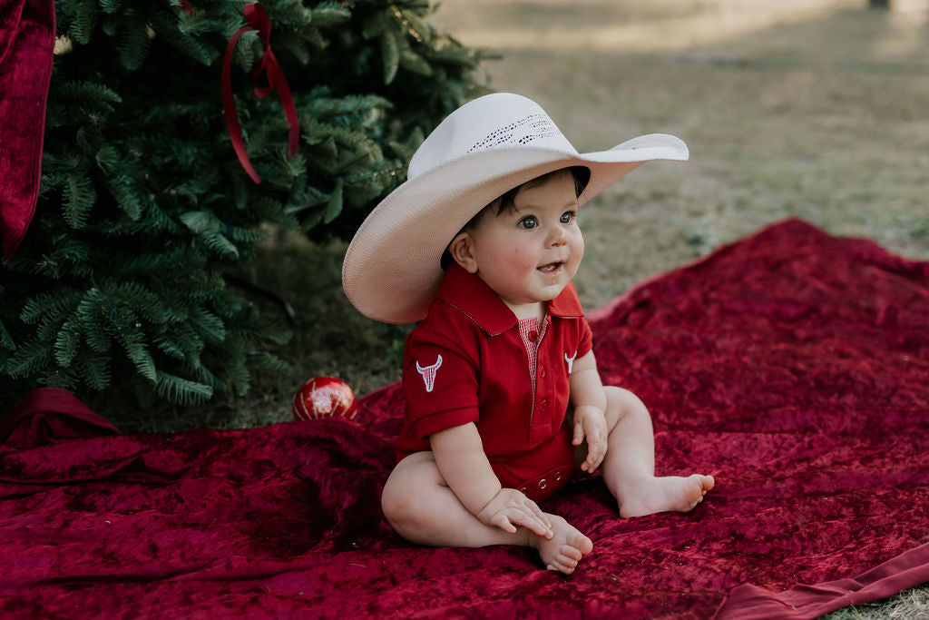 "Nick" Deep Red Boy's Polo-Little Windmill Clothing Co