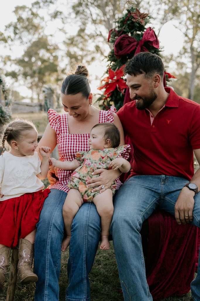 "Carl" Deep Red Men's Polo-Little Windmill Clothing Co