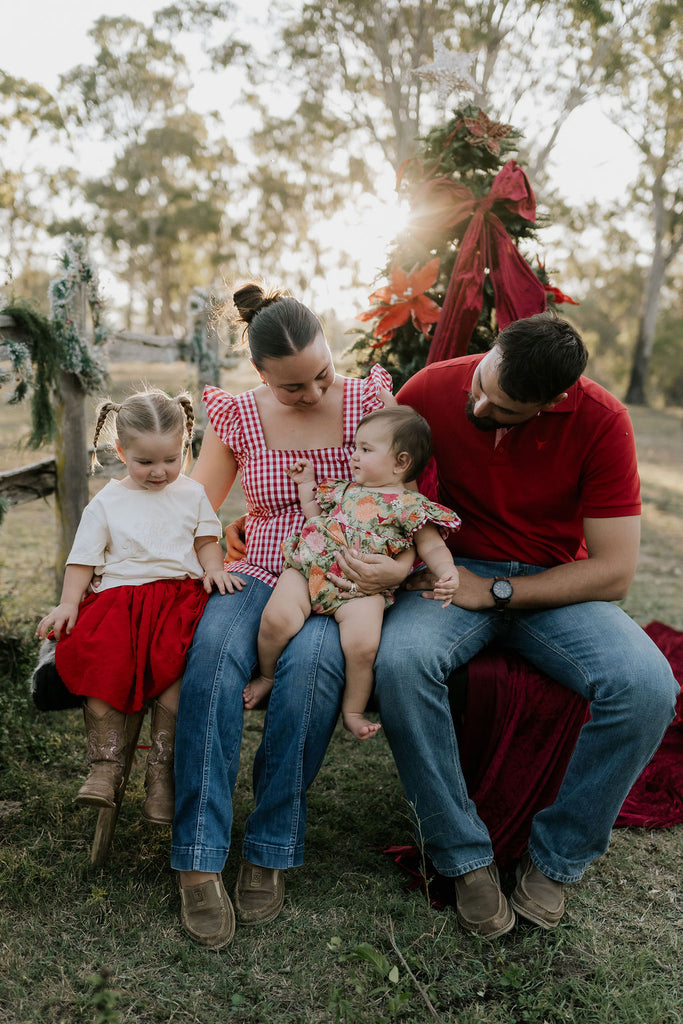 "Darla" Deep Red Gingham Women's Shirt-Little Windmill Clothing Co