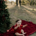 "Nicco Baby" Deep Red Baby Polo Romper-Little Windmill Clothing Co