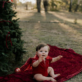 "Nicco Baby" Deep Red Baby Polo Romper-Little Windmill Clothing Co