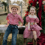 "Penelope" Block Twirl Dress-Little Windmill Clothing Co