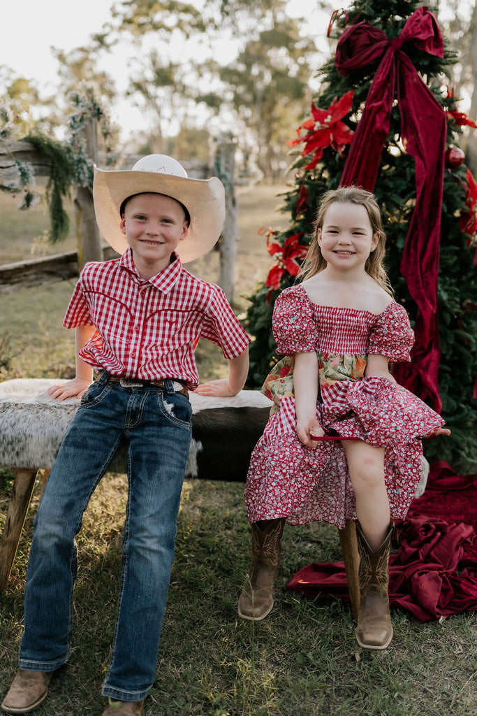 "Penelope" Block Twirl Dress-Little Windmill Clothing Co