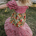 Penelope block twirl dress skirt detail showing layered tulle and colour block tiers