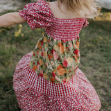 Penelope block twirl dress skirt detail showing layered tulle and colour block tiers