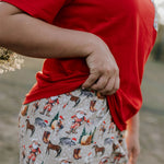 Ladies Western Christmas PJ set front detail showing fun festive women's western Christmas pyjamas
