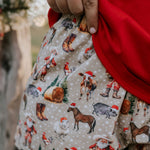 Western Christmas PJ set fabric detail showing soft quality material and vibrant festive print