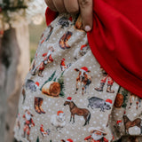 Western Christmas PJ set fabric detail showing soft quality material and vibrant festive print