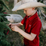 "Nick" Deep Red Boy's Polo-Little Windmill Clothing Co