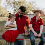 "Nick" Deep Red Boy's Polo-Little Windmill Clothing Co