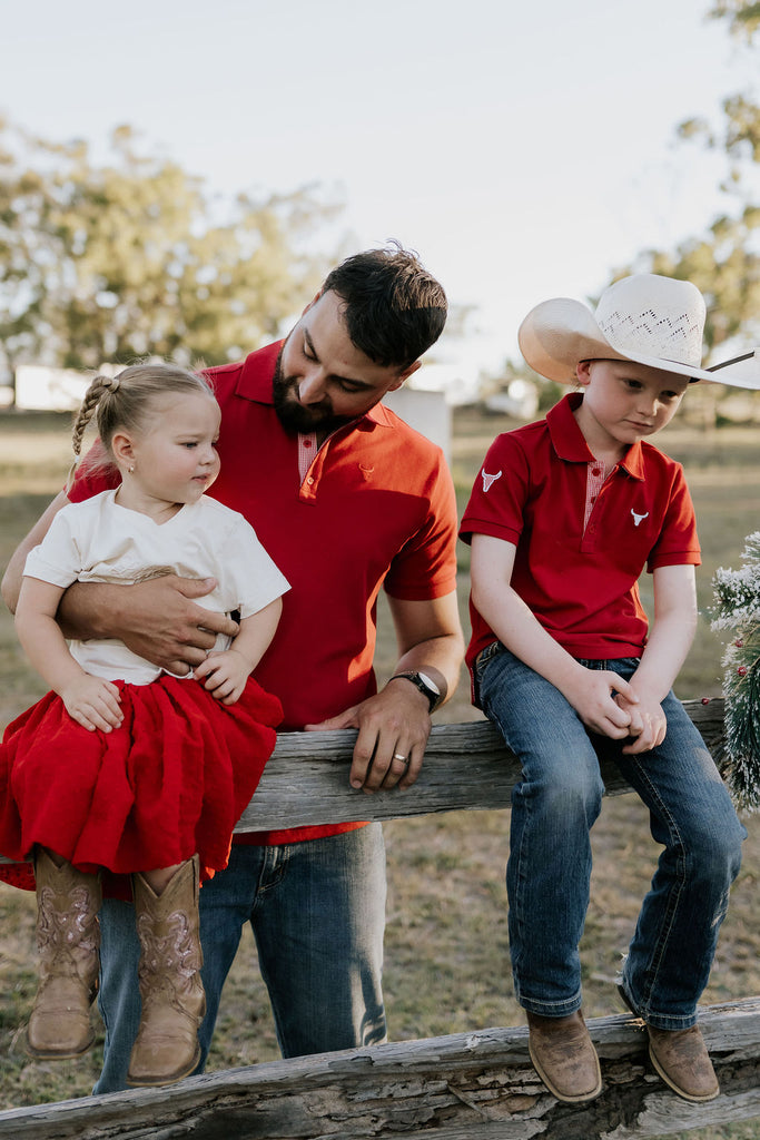 "Nick" Deep Red Boy's Polo-Little Windmill Clothing Co