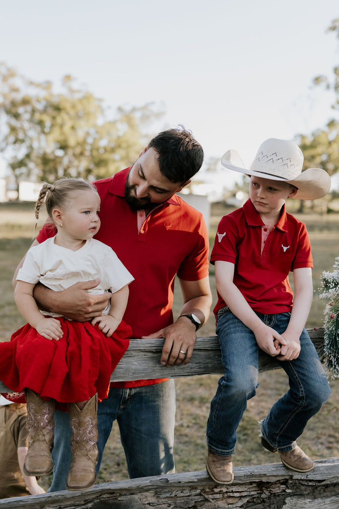 "Carl" Deep Red Men's Polo-Little Windmill Clothing Co