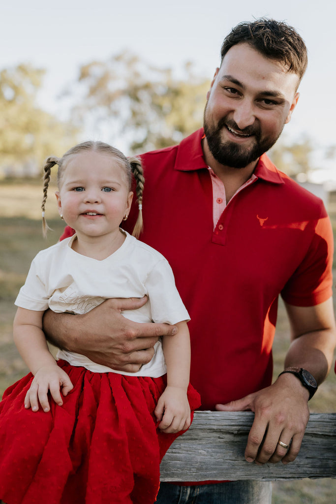 "Carl" Deep Red Men's Polo-Little Windmill Clothing Co