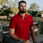 "Carl" Deep Red Men's Polo-Little Windmill Clothing Co