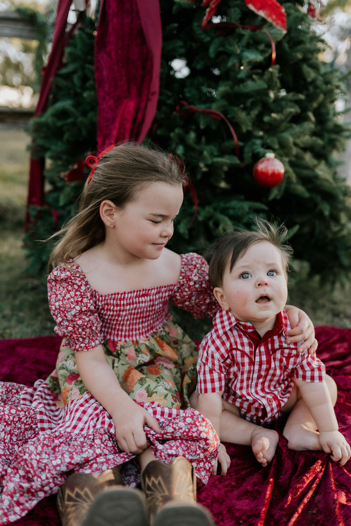 "Penelope" Block Twirl Dress-Little Windmill Clothing Co