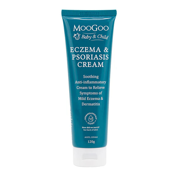 MooGoo Baby Eczema and Psoriasis Cream 120g tube gentle formula for sensitive baby skin relief