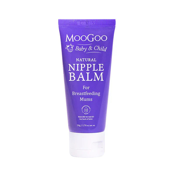 MooGoo Baby Nipple Balm 50g tube with natural, soothing ingredients for breastfeeding mums
