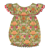 "Faith" Floral Scollop Short Sleeve Romper-Little Windmill Clothing Co