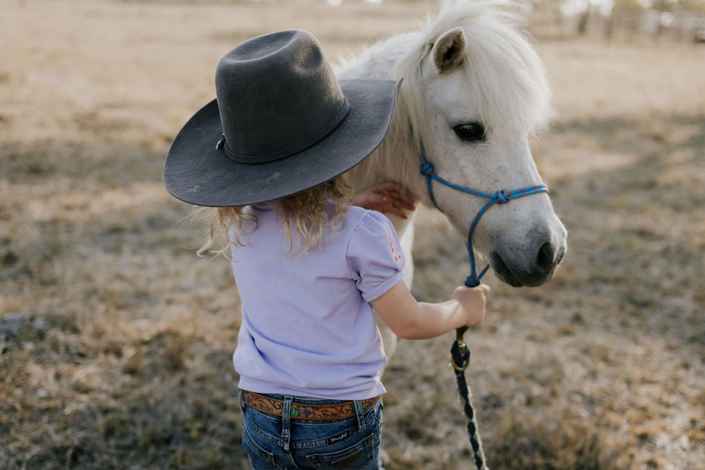 "Lizzy Jnr" Soft Violet Ruffle Contrast Polo-Little Windmill Clothing Co