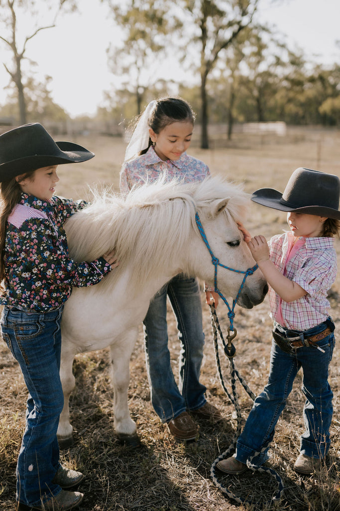 "Maeve Jnr" Western Flowers Yoke Long Sleeve Shirt-Little Windmill Clothing Co