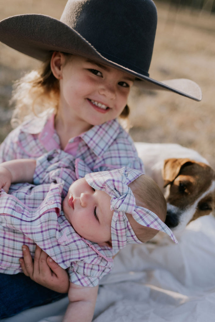 "Vienna Jnr" Checked Short Sleeve Blouse-Little Windmill Clothing Co