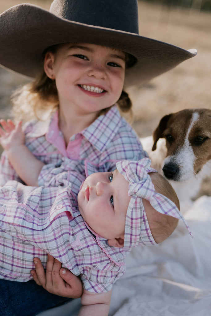 "Vienna Jnr" Checked Short Sleeve Blouse-Little Windmill Clothing Co