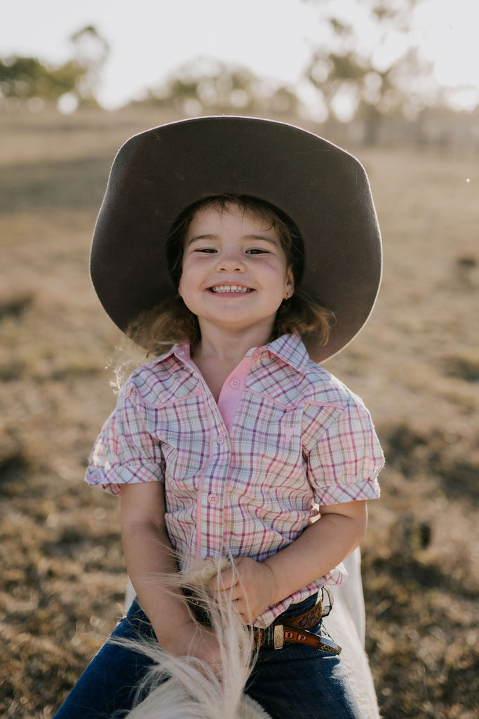 "Vienna Jnr" Checked Short Sleeve Blouse-Little Windmill Clothing Co