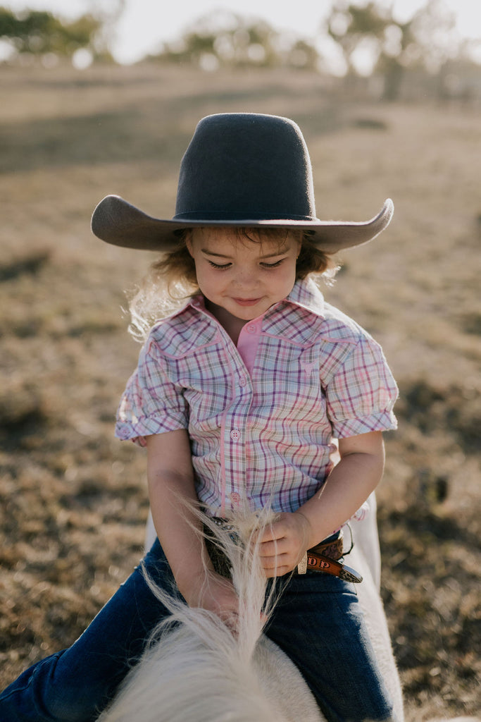 "Vienna Jnr" Checked Short Sleeve Blouse-Little Windmill Clothing Co