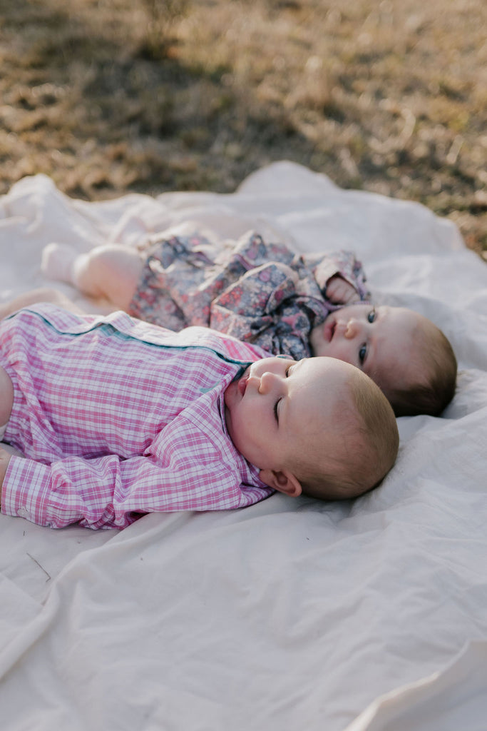 "Carla Baby" Pink Western Collar Long Sleeve Romper-Little Windmill Clothing Co