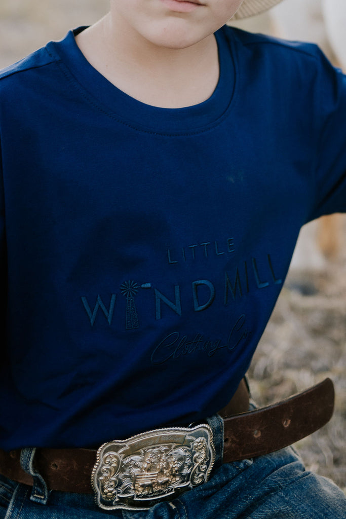 LWCC Kids Tee - Midnight Navy-Little Windmill Clothing Co