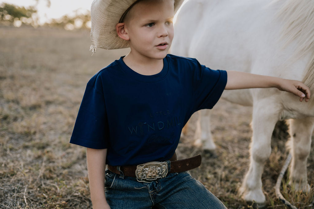 LWCC Kids Tee - Midnight Navy-Little Windmill Clothing Co