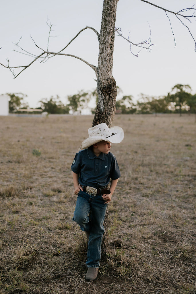 "Benny Jnr" Grey Ash Contrast Polo-Little Windmill Clothing Co