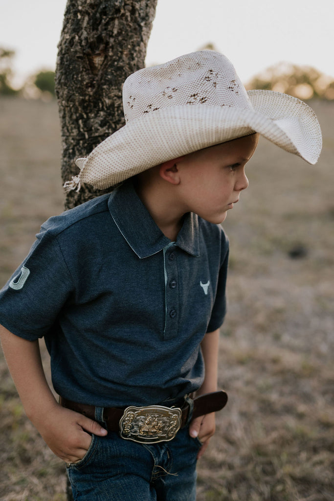 "Benny Jnr" Grey Ash Contrast Polo-Little Windmill Clothing Co