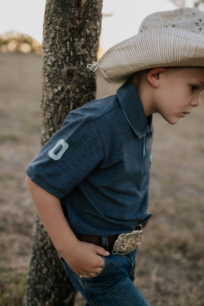 "Benny Jnr" Grey Ash Contrast Polo-Little Windmill Clothing Co